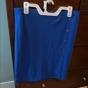The Limited Royal Blue Pencil Skirt with Button Accents